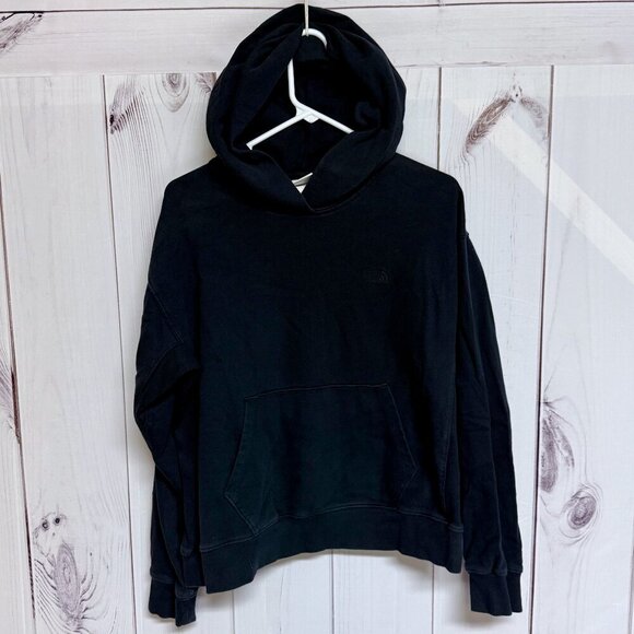 The North Face Women’s Black Pullover Hoodie L Kangaroo Pocket EUC - Picture 1 of 8